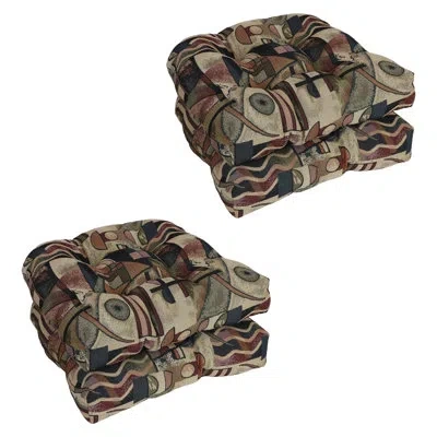 Blazing Needles 19-inch Rounded Back Tapestry Chair Cushions (set Of 4) In Picasso