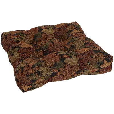 Blazing Needles 19-inch Square Tapestry Tufted Dining Chair Cushion In Autumn Harvest