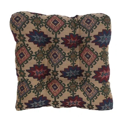 Blazing Needles 19-inch Square Tapestry Tufted Dining Chair Cushion In Palomino