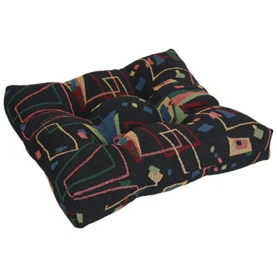 Blazing Needles 19-inch Square Tapestry Tufted Dining Chair Cushion In Spin City