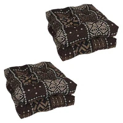 Blazing Needles 19-inch Square Tapestry Tufted Dining Chair Cushions (set Of 4) In Congo