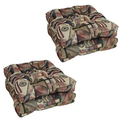 Blazing Needles 19-inch Square Tapestry Tufted Dining Chair Cushions (set Of 4) In Picasso