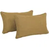 Blazing Needles 20-inch By 12-inch Double-corded Solid Outdoor Spun Polyester Back Support Pillows With Inserts (set