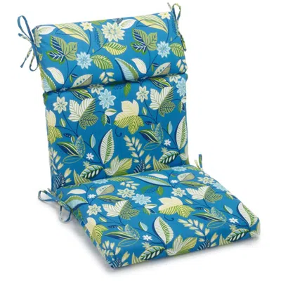 Blazing Needles 20-inch By 42-inch Spun Polyester Patterned Outdoor Squared Seat/ Back Chair Cushion, Skyworks Carib In Blue