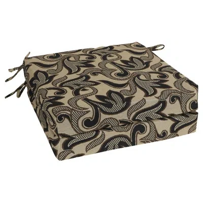 Blazing Needles 20-inch By 19-inch Tapestry Chair Cushions (set Of 2) In Checkered Scroll