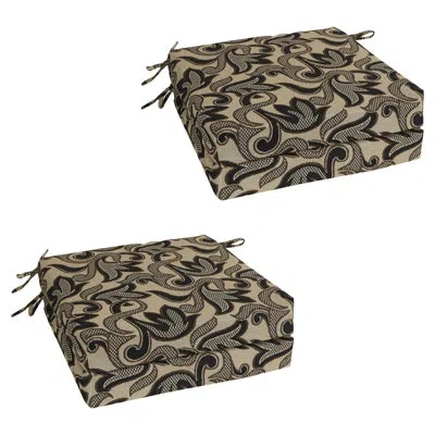 Blazing Needles 20-inch By 19-inch Tapestry Chair Cushions (set Of 4) In Checkered Scroll