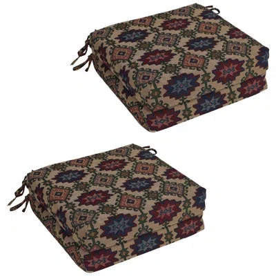Blazing Needles 20-inch By 19-inch Tapestry Chair Cushions (set Of 4) In Palomino