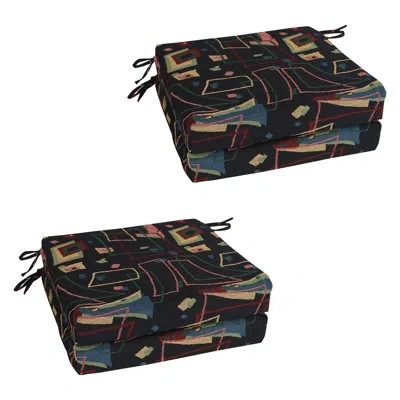 Blazing Needles 20-inch By 19-inch Tapestry Chair Cushions (set Of 4) In Spin City