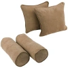 Blazing Needles 4 Piece Microsuede Throw/bolster Pillow Set In Java
