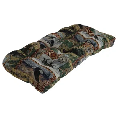 Blazing Needles 42-inch By 19-inch Rounded Back Tapestry Loveseat Cushion In Wild North