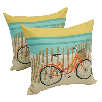 Blazing Needles Bicycle Sunrise Indoor/outdoor Throw Pillow