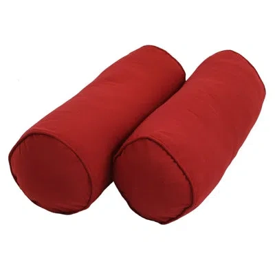 Blazing Needles Bolster Cotton Blend Pillow Cover & Insert In Ruby Red
