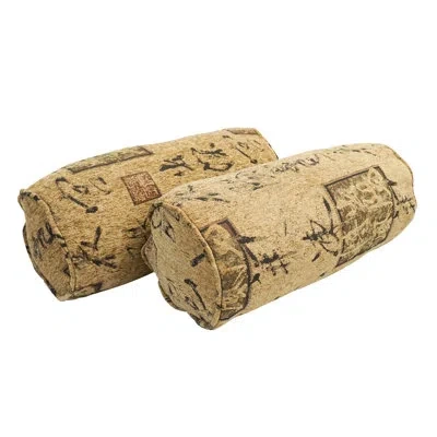Blazing Needles Chenille Bolster Pillow In Calligraphy