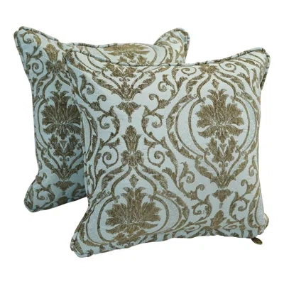 Blazing Needles Chenille Floral Floor Pillow In Blue Damask