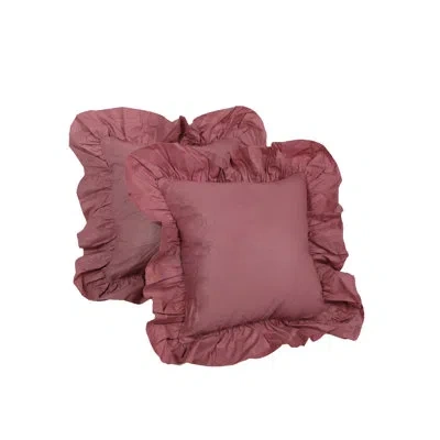 Blazing Needles Chintz Ruffled Square Pillow Cover And Insert In Pink
