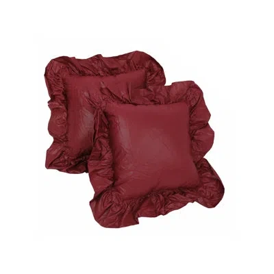 Blazing Needles Chintz Ruffled Throw Pillow In Burgundy