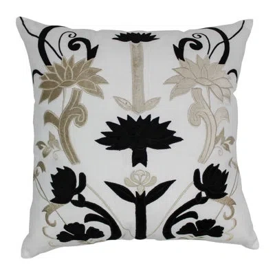Blazing Needles Cotton Blend Throw Square Pillow In Black,beige