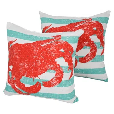 Blazing Needles Designer Indoor/outdoor Throw Pillow In Striped Crab