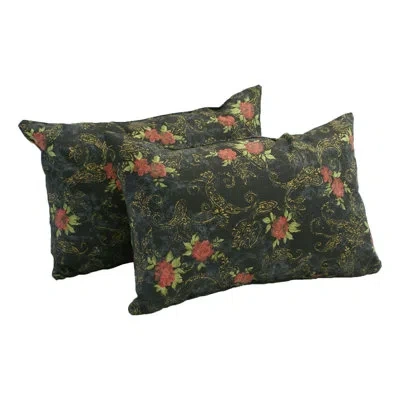 Blazing Needles Floral Lumbar Pillow In Midnight Rosebud