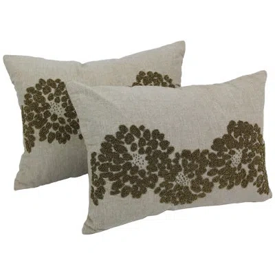 Blazing Needles Floral Pattern Chambrey Cotton Throw Pillow