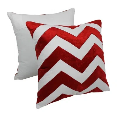 Blazing Needles Indian Chevron Cotton Throw Pillow In Crimson,ivory