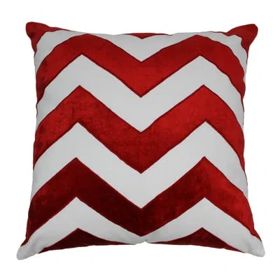Blazing Needles Indian Chevron Cotton Throw Pillow In Crimson,ivory