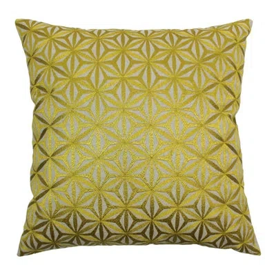 Blazing Needles Indian Diamond Mosaic Hand-embroidered Cotton Throw Pillow In Gold