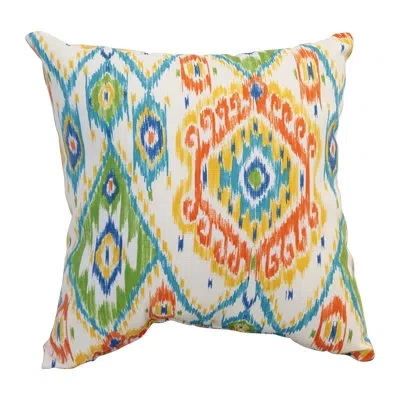 Blazing Needles Indoor/outdoor Damask Throw Pillow In Green,orange