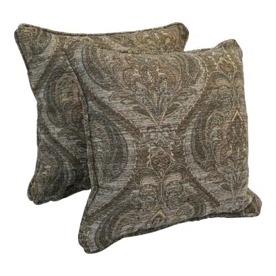 Blazing Needles Jacquard Chenille Collection Chenille Floral Floor Pillow In Grey Damask