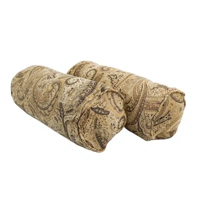 Blazing Needles Jacquard Chenille Collection Chenille Paisley Bolster Pillow In Tan Paisley
