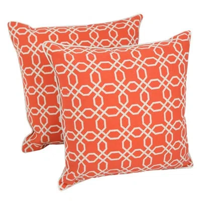 Blazing Needles Lattice Throw Pillow In Orange Lattice