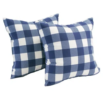 Blazing Needles Lauren Indoor/outdoor Throw Pillow In Blue Plaid