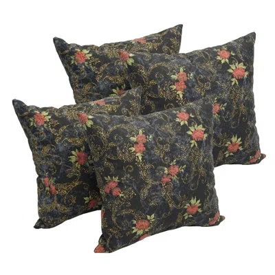 Blazing Needles Midnight Rose Throw Pillow In Midnight Rosebud
