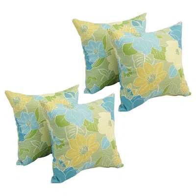 Blazing Needles Outdoor Cushion Collection Floral Outdoor Reversible Throw Pillow In Green