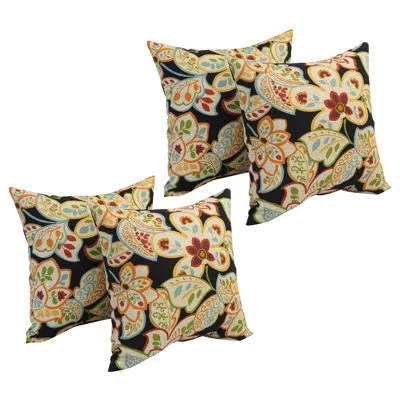 Blazing Needles Outdoor Cushion Collection Floral Outdoor Reversible Throw Pillow In Multi