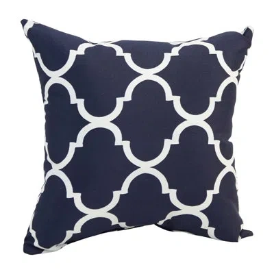 Blazing Needles Outdoor Cushion Collection Geometric Outdoor Reversible Throw Pillow In Blue