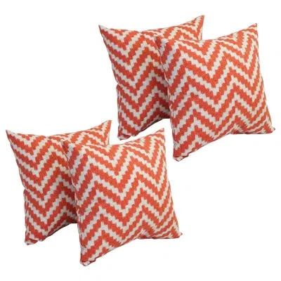 Blazing Needles Outdoor Cushion Collection Indoor/outdoor Chevron Throw Pillow In Orange