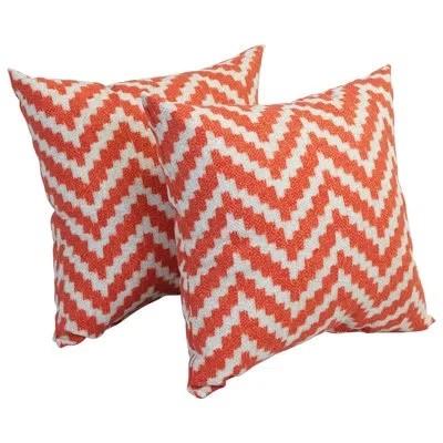 Blazing Needles Outdoor Cushion Collection Indoor/outdoor Chevron Throw Pillow In Weiland Persimon