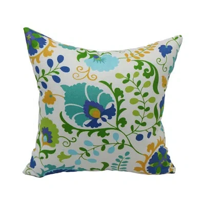 Blazing Needles Outdoor Cushion Collection Indoor/outdoor Floral Throw Pillow In Blue,green