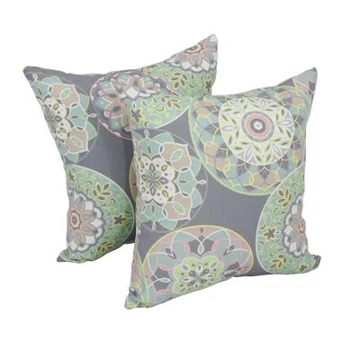 Blazing Needles Outdoor Cushion Collection Indoor/outdoor Floral Throw Pillow In Cera Sterling