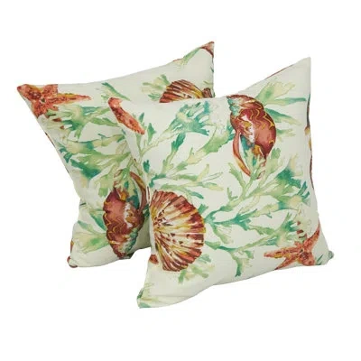 Blazing Needles Outdoor Cushion Collection Indoor/outdoor Floral Throw Pillow In Daytrip Reef