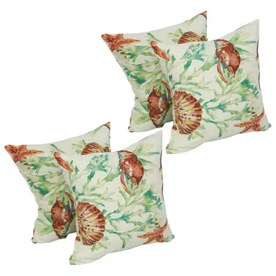 Blazing Needles Outdoor Cushion Collection Indoor/outdoor Floral Throw Pillow In Daytrip Reef