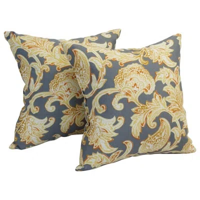 Blazing Needles Outdoor Cushion Collection Indoor/outdoor Floral Throw Pillow In Lahaye Patina
