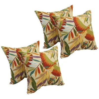 Blazing Needles Outdoor Cushion Collection Indoor/outdoor Floral Throw Pillow In Tucuman Caffe