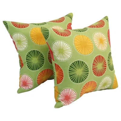 Blazing Needles Outdoor Cushion Collection Indoor/outdoor Geometric Throw Pillow In Beringer Spring