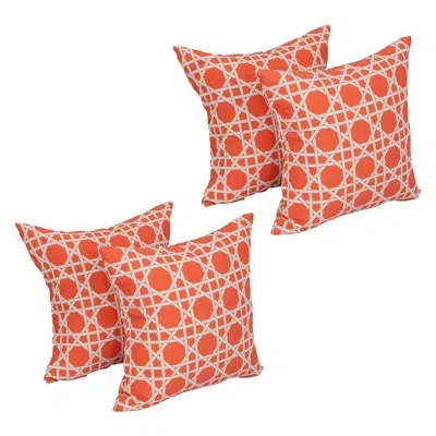 Blazing Needles Outdoor Cushion Collection Indoor/outdoor Geometric Throw Pillow In Kane Coral