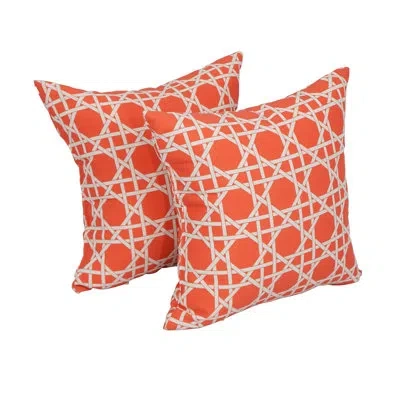 Blazing Needles Outdoor Cushion Collection Indoor/outdoor Geometric Throw Pillow In Kane Coral