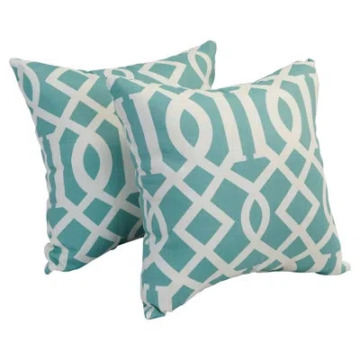 Blazing Needles Outdoor Cushion Collection Indoor/outdoor Geometric Throw Pillow In Kirkwood Pool