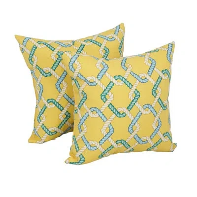 Blazing Needles Outdoor Cushion Collection Indoor/outdoor Ikat Throw Pillow In Capecod Summer