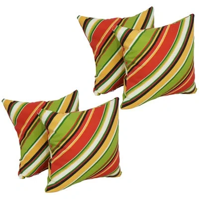 Blazing Needles Outdoor Cushion Collection Indoor/outdoor Striped Throw Pillow In Browning Garden